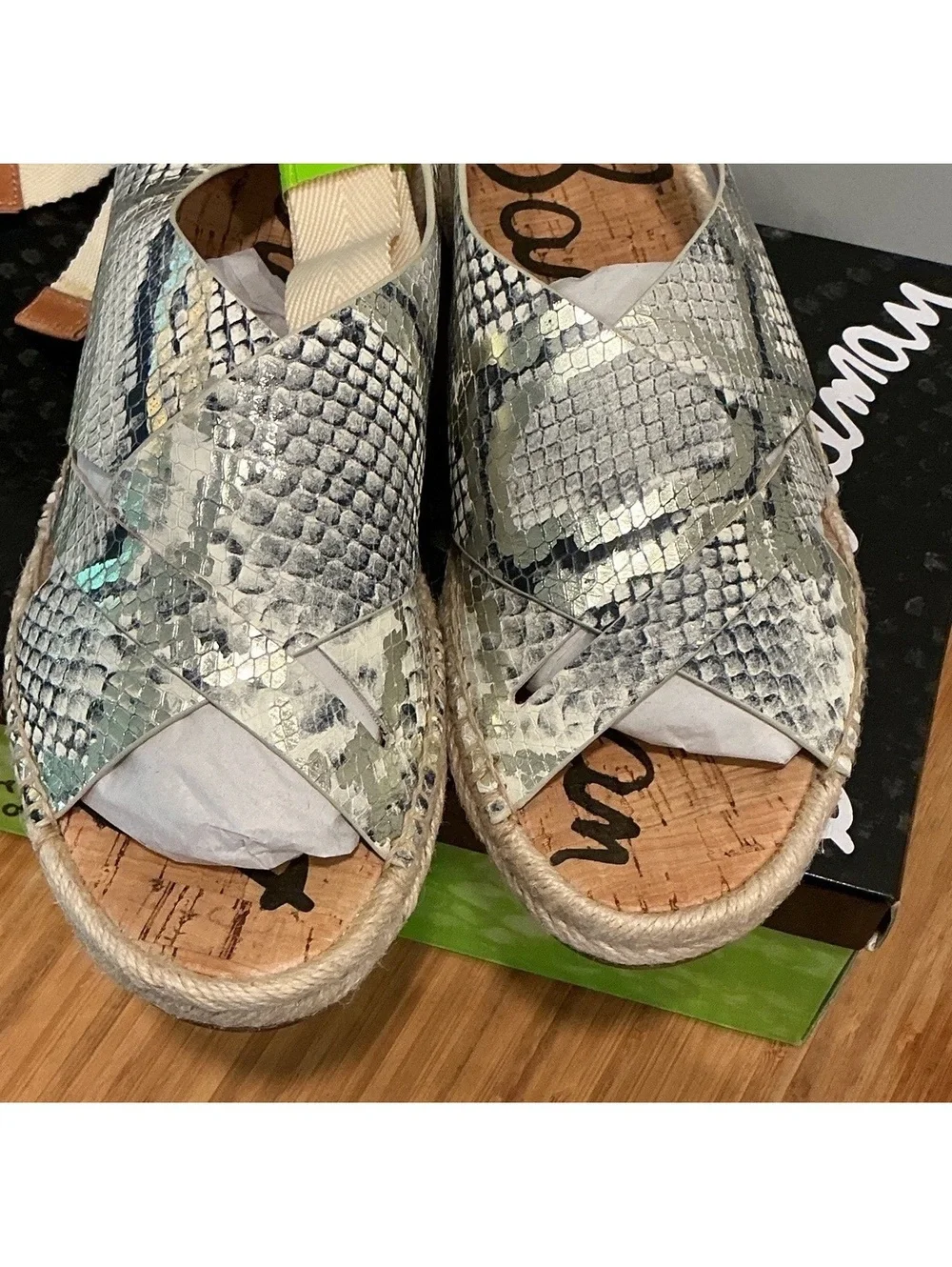 NIB Sam Edelman Alisha Snakeskin Espadrille Sandal, size 8